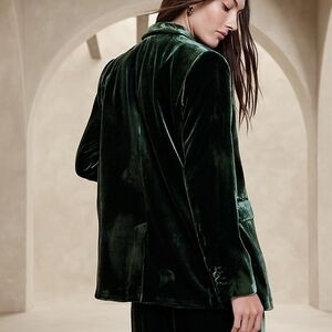 Banana Republic Green Velvet Blazer - Alyse Relaxed Velvet Blazer - Size 12